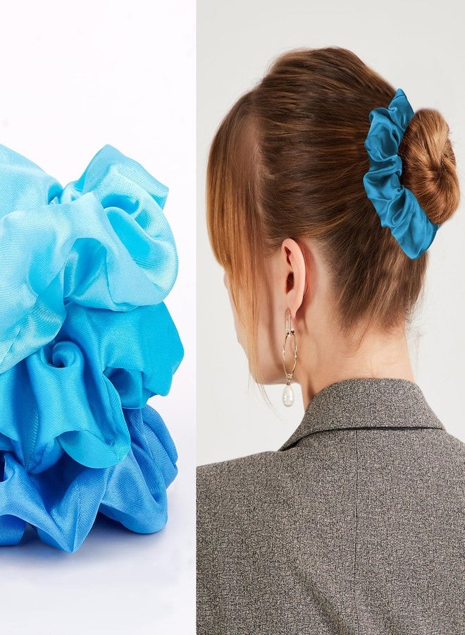 KICOSY 20PCS Blue Scrunchies Bulk Navy Blue Hair Ties for Women Silk Satin Scrunchies for Girls Sky Blue Hair Accessories Large Ponytail Holder No Damage - Image 4